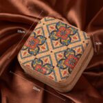 Camel Retro Floral Print Portable Square Jewelry Storage Box – Travel Organizer for Rings, Necklaces, Earrings & Pendants - Image 5