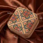 Camel Retro Floral Print Portable Square Jewelry Storage Box – Travel Organizer for Rings, Necklaces, Earrings & Pendants - Image 5