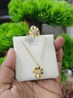 Daisy Flower Jewelry Set – Elegant Necklace & Ring Combo for Women - Image 2