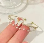 Light Luxury Double Fritillary Butterfly Pearl Bracelet – Elegant Women’s Open Personality Jewelry