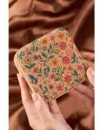 Camel Retro Floral Print Portable Square Jewelry Storage Box – Travel Organizer for Rings, Necklaces, Earrings & Pendants - Image 4