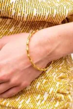 Youthway 18K Gold-Plated Bamboo Bracelet – Waterproof Stainless Steel Fashion Jewelry for Women - Image 5