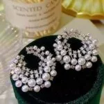 Pearl & Sparkling Zircon Stud Earrings ✨ Unique Irregular Round Design - Image 4