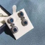 Zircon Jewelry Set – Earrings, Necklace, Ring & Bracelet | 3-Color Sterling Silver Plated - Image 3