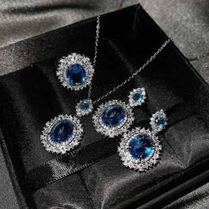 Elegant 3-Color Necklace, Earrings & Ring Set