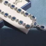 Zircon Jewelry Set – Earrings, Necklace, Ring & Bracelet | 3-Color Sterling Silver Plated - Image 2