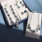 Zircon Jewelry Set – Earrings, Necklace, Ring & Bracelet | 3-Color Sterling Silver Plated