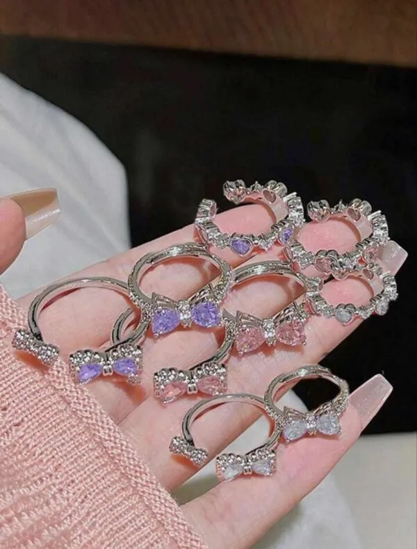 3pcs Bow Finger Ring Set – Elegant Stainless Steel Fashion Rings for Women & Girls