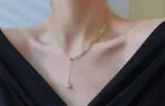 Golden Leaf Pearl Jewellery Set – 4 Pieces (Necklace, Bracelet, Earrings, Pearl Chain) - Image 2