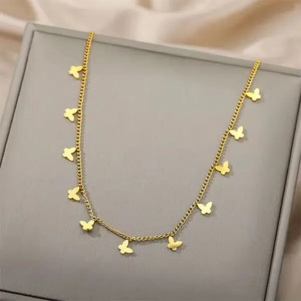 Stainless Steel Butterfly Pendant Necklace for Women – Clavicle Chain Fashion Fine Jewelry, Party & Gift Ready