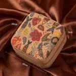 Camel Retro Floral Print Portable Square Jewelry Storage Box – Travel Organizer for Rings, Necklaces, Earrings & Pendants - Image 7