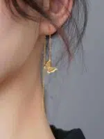 Butterfly Niche Titanium Steel Earrings – Trendy Long Tassel Ear Lines for Women | Stylish Fashion Jewelry
