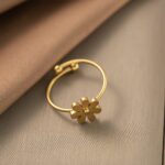 Flower Shape Stainless Steel Ring for Women & Couples – Elegant Zircon Roman Numerals Design, Jewelry Gift with Box - Image 2