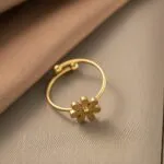 Flower Shape Stainless Steel Ring for Women & Couples – Elegant Zircon Roman Numerals Design, Jewelry Gift with Box - Image 2