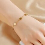 Stainless Steel Golden Daisy Bracelet for Women – Trendy Non-Fading Flower Hand Chain Jewelry Gift - Image 5