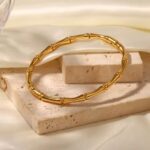 Youthway 18K Gold-Plated Bamboo Bracelet – Waterproof Stainless Steel Fashion Jewelry for Women - Image 2