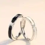 White & Black Premium Couple Ring with Gift Box – Romantic Unisex Jewelry - Image 3