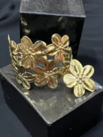 Stainless Metal Ferroalloy Cuff Bracelet with Ring Set for Women | Stylish Jewelry Combo - Image 2