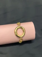 Stainless Steel Gold-Plated Single Circle Bracelet for Women - Image 2