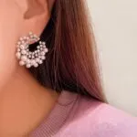 Pearl & Zircon Irregular Round Stud Earrings – Unique Fashion Jewelry for Women