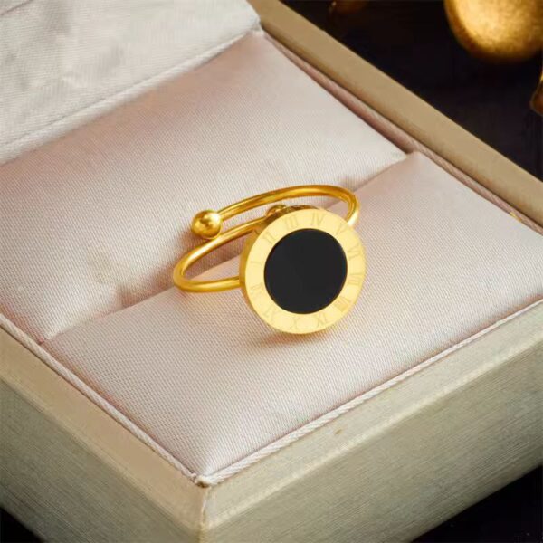 Time Stone Ring – Elegant Stainless Steel Ring for Women & Couples Fashion Roman Numeral Jewelry Gift