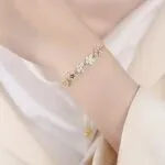Gold-Plated Zircon Flower Bracelet for Girls – Korean Style Elegant Jewelry Gift - Image 3