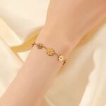 Stainless Steel Golden Daisy Bracelet for Women – Trendy Non-Fading Flower Hand Chain Jewelry Gift - Image 4