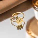 Flower Shape Stainless Steel Ring for Women & Couples – Elegant Zircon Roman Numerals Design, Jewelry Gift with Box - Image 4