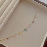 Gold-Plated Stainless Steel Zirconia Pendant Anklet for Women – Korean Romantic Foot Jewelry, Colorful & Non-Fade - Image 5