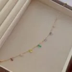 Gold-Plated Stainless Steel Zirconia Pendant Anklet for Women – Korean Romantic Foot Jewelry, Colorful & Non-Fade - Image 5