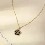 4-Piece Black Floral Jewelry Set for Women | Necklace, Earrings & Ring | Fashionable & Personalized Design - Image 5