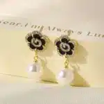 4-Piece Black Floral Jewelry Set for Women | Necklace, Earrings & Ring | Fashionable & Personalized Design - Image 3