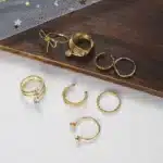 8Pcs Gold Color Bow Rings Set for Women Girls — Adjustable Metal Crystal Rings - Image 4