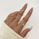 8Pcs Gold Color Bow Rings Set for Women Girls — Adjustable Metal Crystal Rings - Image 2