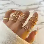 8Pcs Gold Color Bow Rings Set for Women Girls — Adjustable Metal Crystal Rings - Image 3